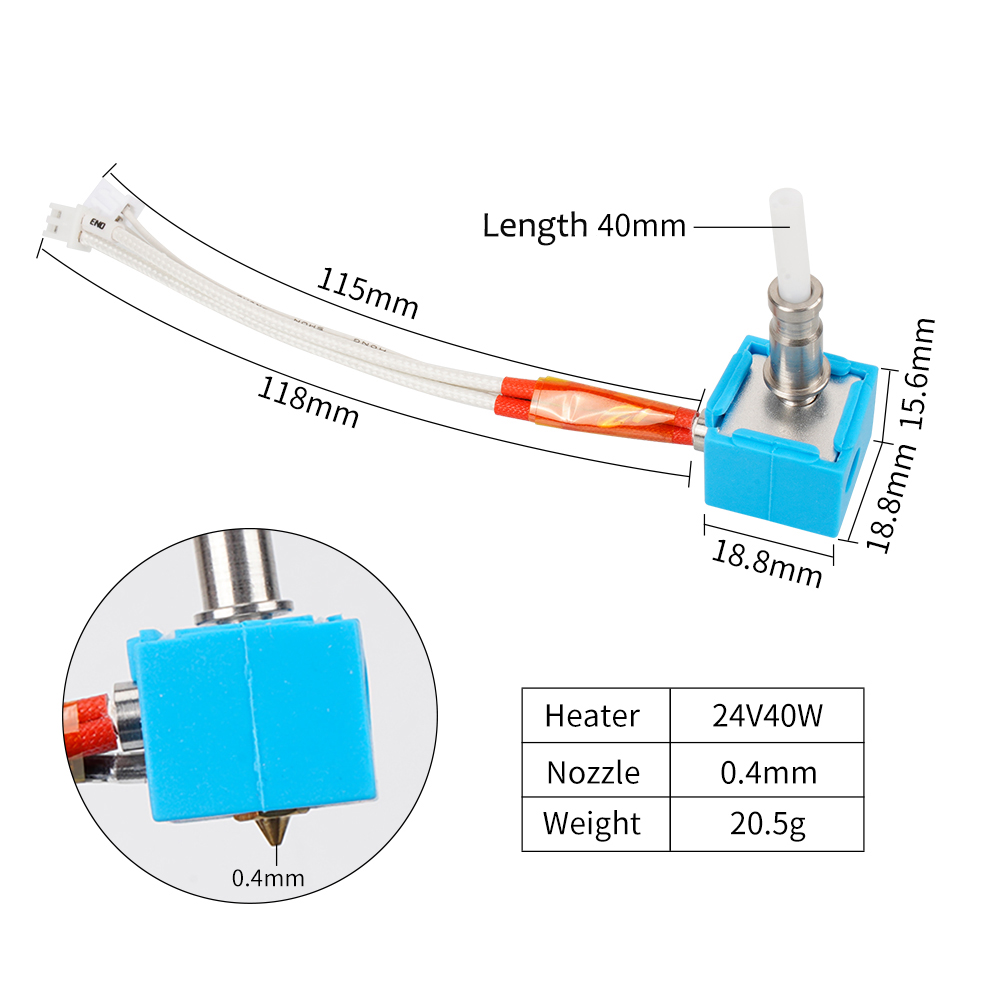 24 فولت 40 واط كوبرا هوتيند رأ - مراجعة Hotend Assembly وسعره
